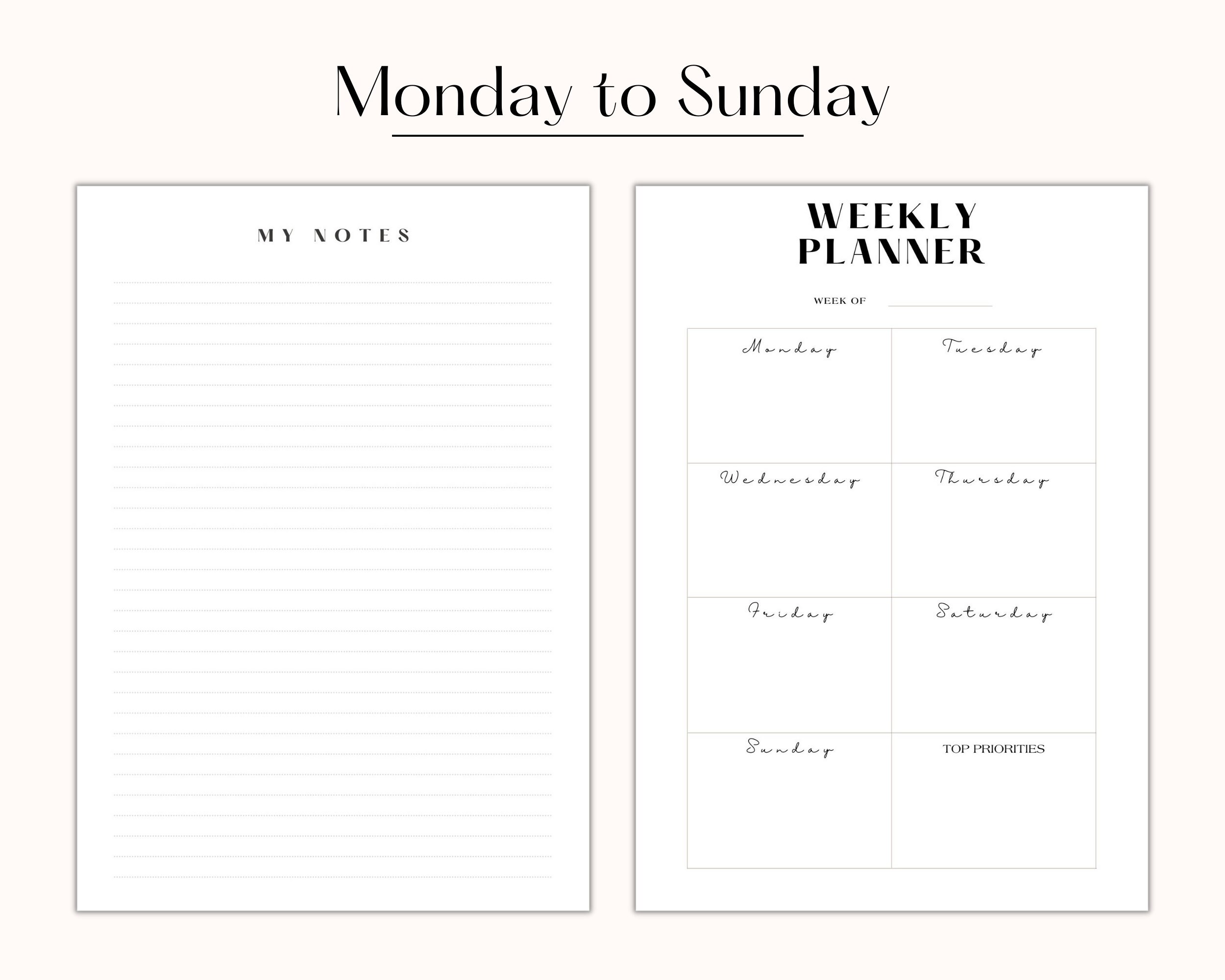 Weekly Planner Printable to Do List Minimal Weekly Schedule - Etsy ...