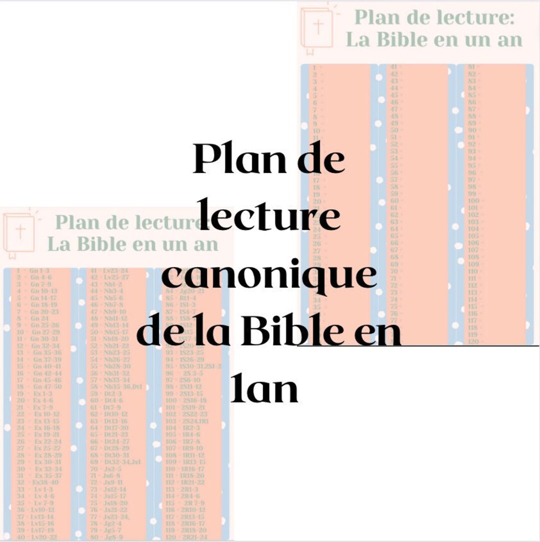 Plan De Lecture Canonique De La Bible En 1an Etsy