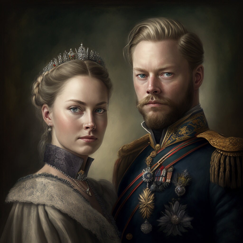 Custom Royal Couple Portrait From Photo, Couple Portrait, Royal