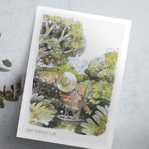 Gruß-Postkarte | Geburtstag | Liebe Grüße | Der Garten ruft | Frühling und Sommer