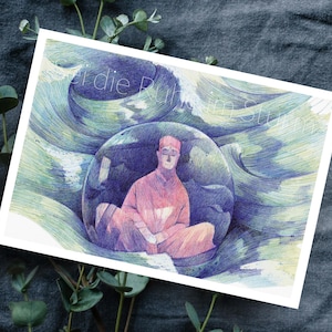 Carte de vœux | Soyez calme dans la tempête | Carte postale | Format A6 | dessiné à la main avec un stylo à bille