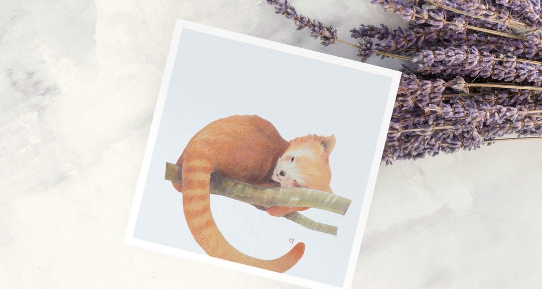 Lazy Red Panda - Greeting Card - Of Sprites Of Stitches - View #9