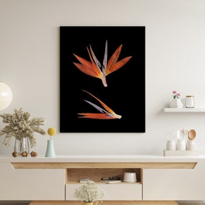 Pressed Bird of Paradise Flower Print, Pressed Flower Art, Dark Academia Decor, Dark Mori, Herbarium, Minimalist. Wabi Sabi, Moody Aesthetic