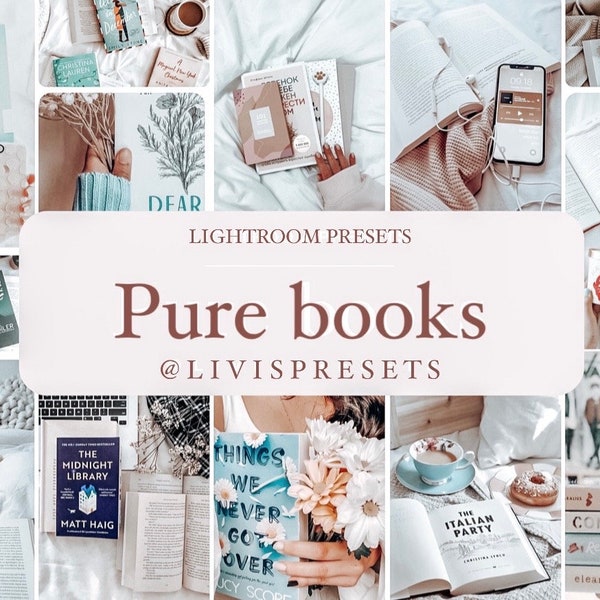 Lightroom Presets Bookstagram Pure, Bright Clean Bookstagram, Preset Bookish Filter book blogger, bookstagram preset bright books light