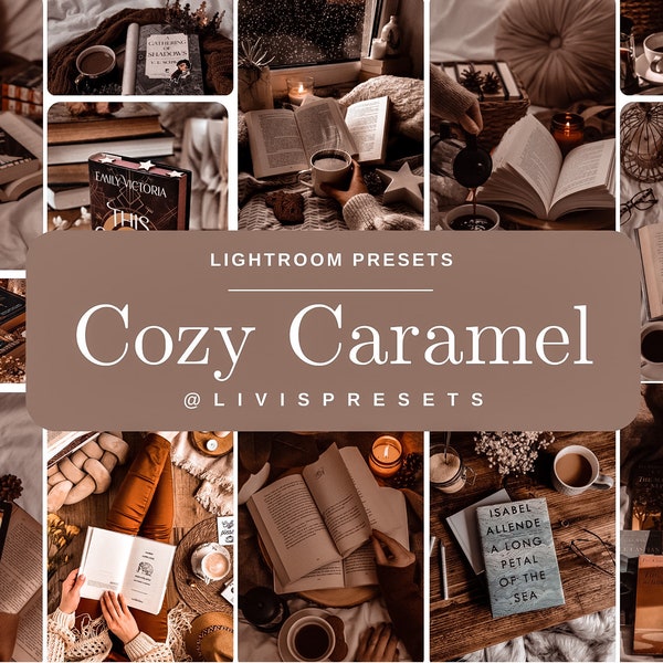 Lightroom Presets Caramel presets bookstagram fall, cozy reading, warm and cozy bookstagram presets autumn, presets latte caramel bookish