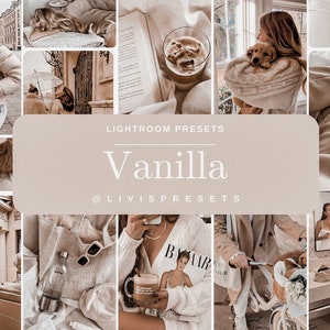 Lightroom Presets Vanilla Cosy Honey Aesthetic, filtres Instagram, préréglages lumineux heure d&#39;or, préréglages or, influenceur de préréglages vanille