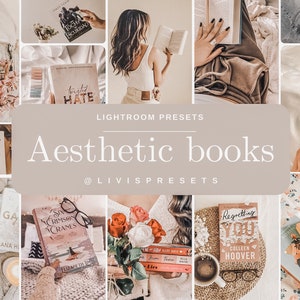 Lightroom Presets Bookstagram Estética, filtros de Instagram, ajustes preestablecidos brillantes libro librero blogger libros estéticos instagram feed librero acogedor