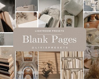 Lightroom Presets Blank pages, Creamy Tones, beige presets bookstagram, Cozy Aesthetic bookish filters, neutral preset, minimal preset books