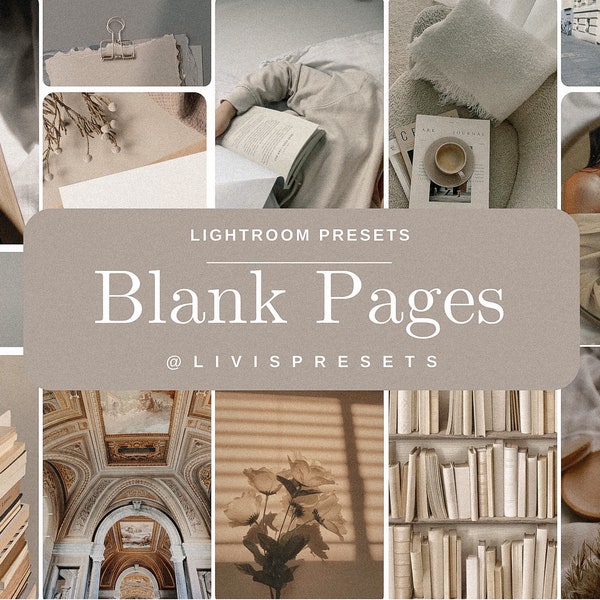 Lightroom Presets Blank pages, Creamy Tones, beige presets bookstagram, Cozy Aesthetic bookish filters, neutral preset, minimal preset books