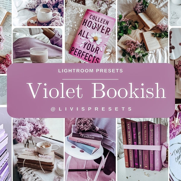 Lightroom Presets Purple Bookstagram, Bright Clean Violet Bookstagram soft Preset Bookish Filter, book blogger, bookstagram preset vibrant