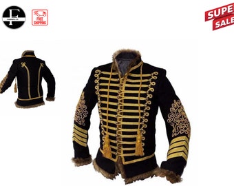 Uniforme militaire Veste hussard napoléonienne tunique passepoilée Pelisse Veste Jimi Hendrix Vestes hussards pour hommes | Meilleur cadeau pour elle