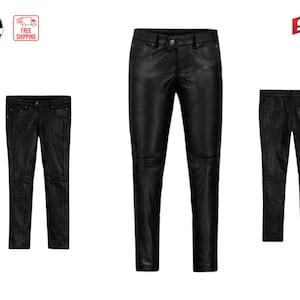 Heren 519 Style Zwart leren broek | Beste op maat gemaakte leren jeans