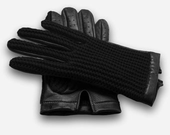 Men's Leather Driving Gloves with crochet - Classic Style for Enhanced Grip and Comfort