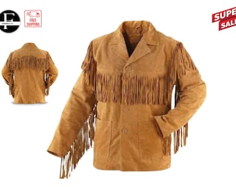Men’s Fringe Vintage Style Cowboy Leather Western Jacket | Best Mens Suede leather western coat
