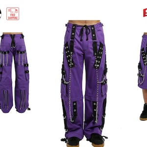 VTG Tripp NYC Purple Bondage Strap Chain Mall Goth Pants Size 11 US -   Denmark