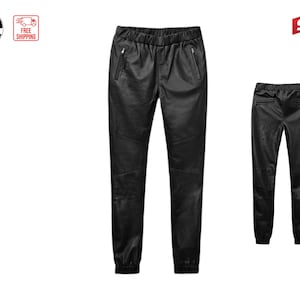 Men&#39;s Lushfit leather joggers | Best Custom Black leather pants men