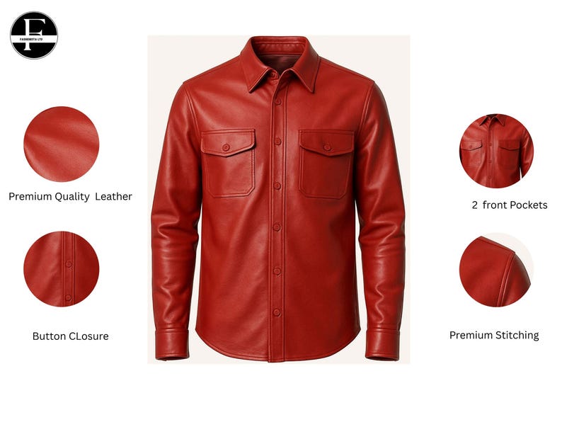 Men's Red Leather Shirt