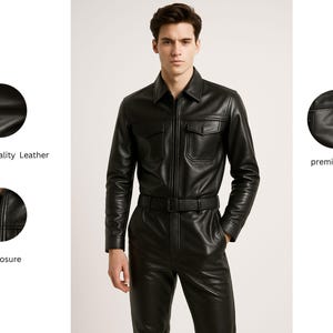Leather jumpsuit men - Etsy 日本