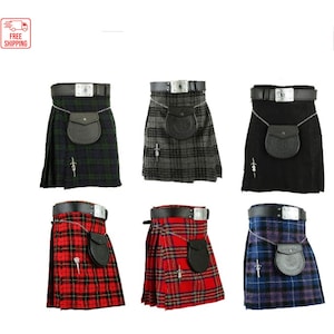 Scottish Men&#39;s 5 Yard Traditional highland Tartan kilt set | mens wedding kilt outfit
