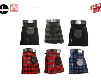 Conjunto de kilt tradicional de tartán de las Tierras Altas de 5 yardas para hombre escocés / traje de kilt de boda para hombre