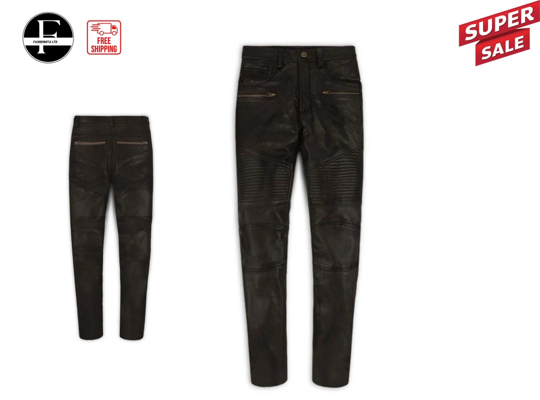 Men's Soft Dark Brown Leather Jeans Best Custom Made Leather Pants