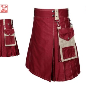 Scottish Men's Fashion Modem Utility Kilts | 100% Cotton fashion kilt