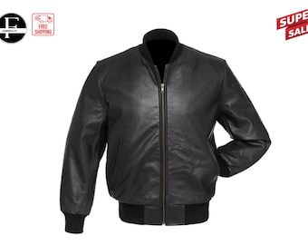 Men's Real Leather Bomber Jacket | Handmade All leather Varsity baseball Letterman College jacket