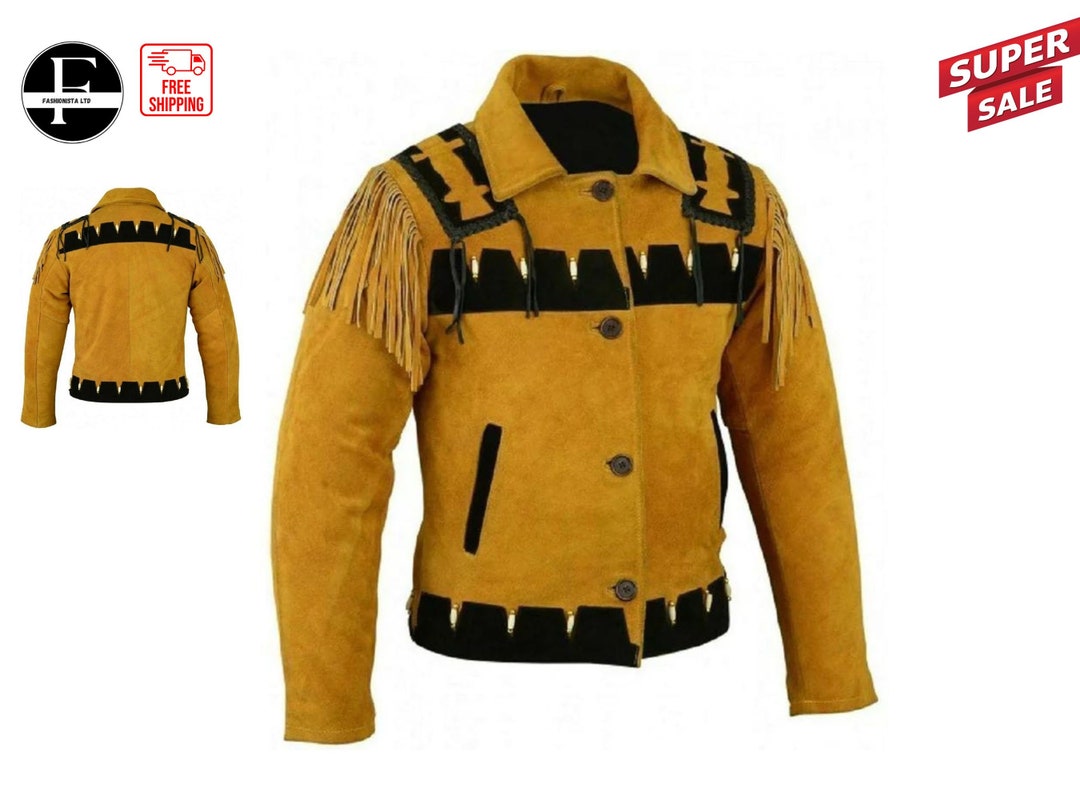 Western Cowboy Men's Brown Fringed Suede Leather Jacket