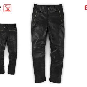 Thrill zwarte leren bikerjeans voor heren | Beste op maat gemaakte leren broek