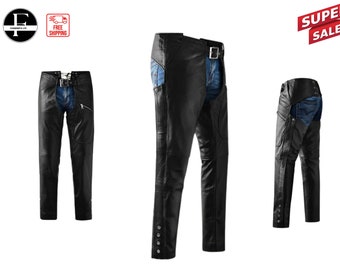 Schwarzes Leder Herren Lederchaps | Cafe Racer Lederchaps