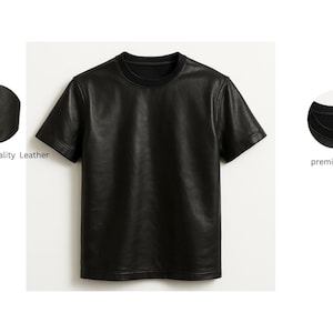 Men's Black Leather T-Shirt | Stylish & Edgy Leather Tee | Gift for Him"