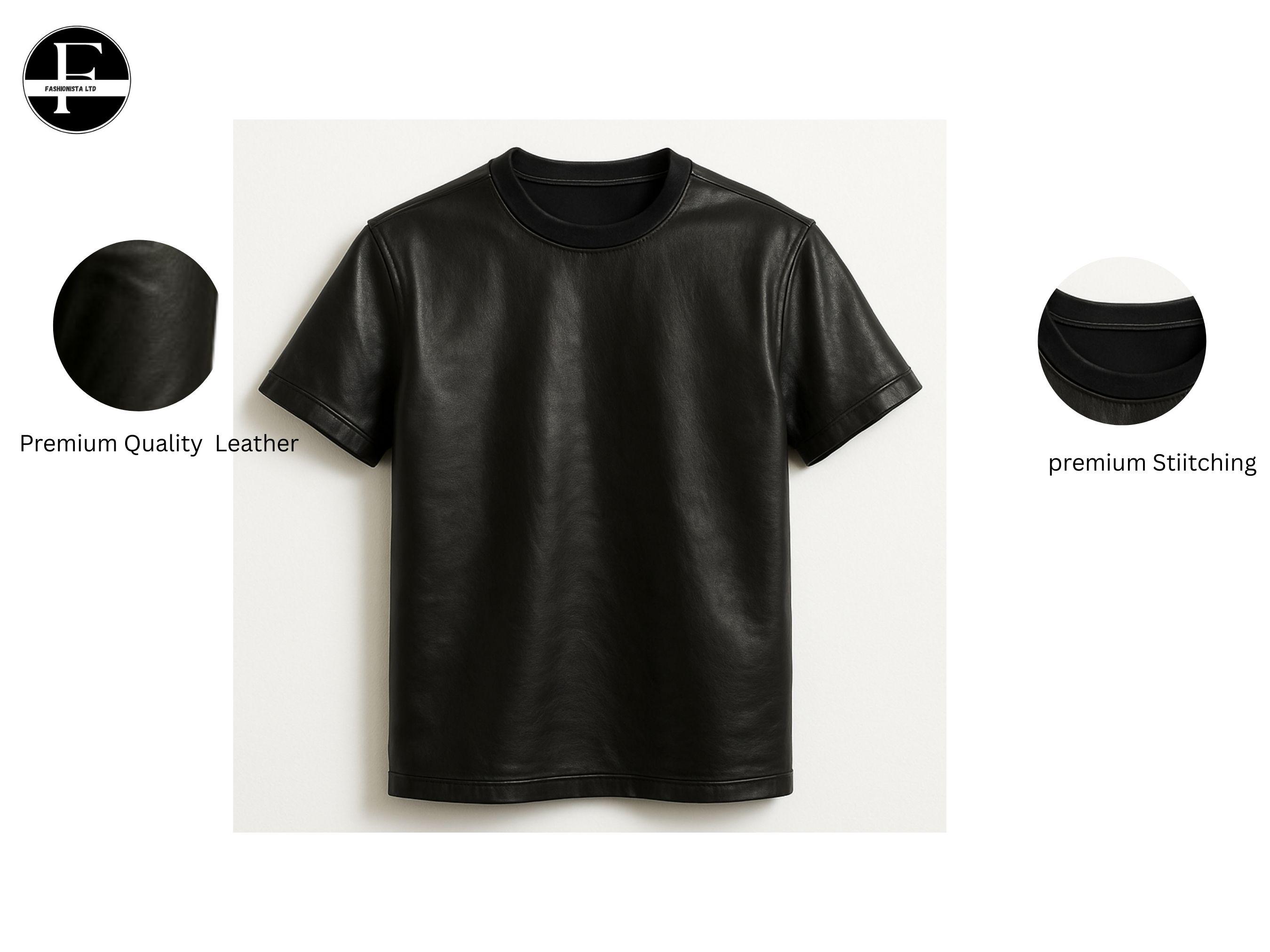 Camicia Uomo VERA PELLE Nera &ndash; Maniche Lunghe, Stile Cowboy, Taglie Disponibili, Pelle D'Agnello