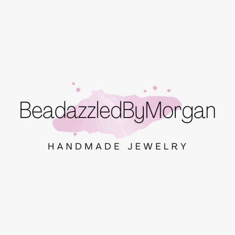 May include: A pink watercolor design with the text "BeadazzledByMorgan" and the words "HANDMADE JEWELRY" below.