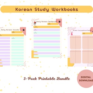 Korean Study Worksheet Korean worksheet Korean writing sheet Korean writing practice worksheet Korean practice writing sheet Korean learning