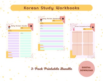 Korean Study Worksheet Korean worksheet Korean writing sheet Korean writing practice worksheet Korean practice writing sheet Korean learning