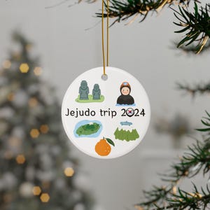 Jejudo-reis 2024 ornament Jeju-eiland Korea reisornament cadeau Jeju-monumenten aandenken Zuid-Korea reis 2024 Gepersonaliseerde Jeju-reisornament