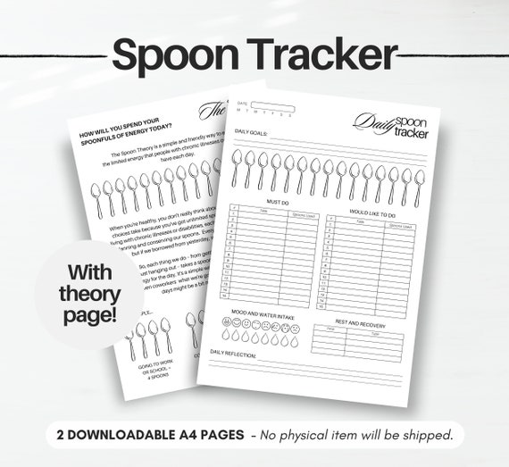 Spoon Theory Daily Tracker, Energy Budget, Fatigue Journal, Spoonie Diary, Chronic Illness Friendly, Autistic Burnout, Autism, Printable PDF