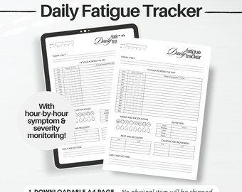 Daily Fatigue Tracker | Chronic Pain & Illness Symptom Log | Printable Wellness Tool