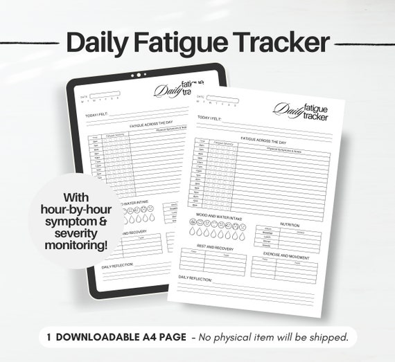 Daily Fatigue Tracker | Chronic Pain & Illness Symptom Log | Printable Wellness Tool