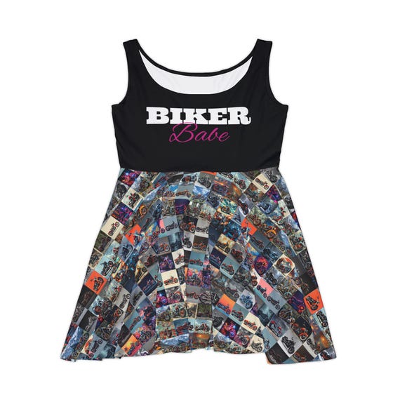 lady biker dress Women's Rock Star Motorcycle Mini Dress 8 / Black / Black