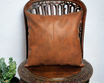 Handmade Vegan Leather Cushion Cover: Chic Boho Home Decor