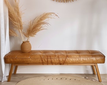 Handmade Faux Leather Bench Cushion Cover - Luxurious Touch for Your Home | Breakfast Nook | Indoor Bench Cushion