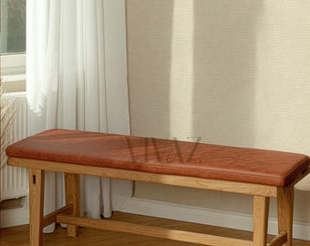 Custom Vegan Leather Bench Cushion Cover • Handmade Faux Leather Seat Pad • Rustic Bench Cushion • Made to Order