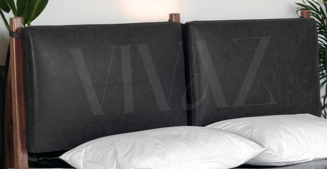 Black Vegan Leather Headboard Cover, King Size Headboard, Queen Size Headboard, Wall Hang