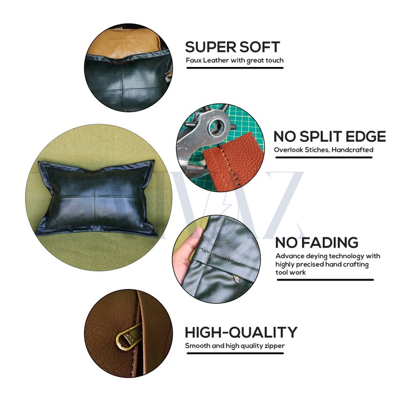 Stylish Faux Leather Accent Cushion