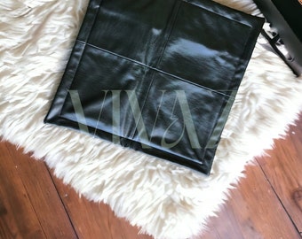 Vegan Leather Patchwork Pillow Cover, Modern Home Decor