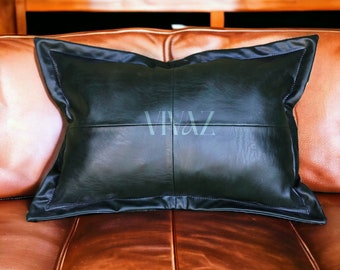 Customised Faux Vegan Leather Cushion Cover, Decorative Throw