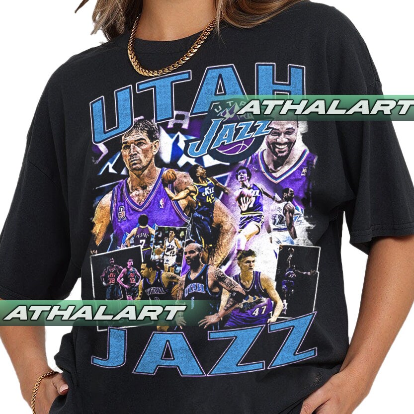 47 Men's Utah Jazz Black Linear Franklin Long Sleeve T-Shirt, Small