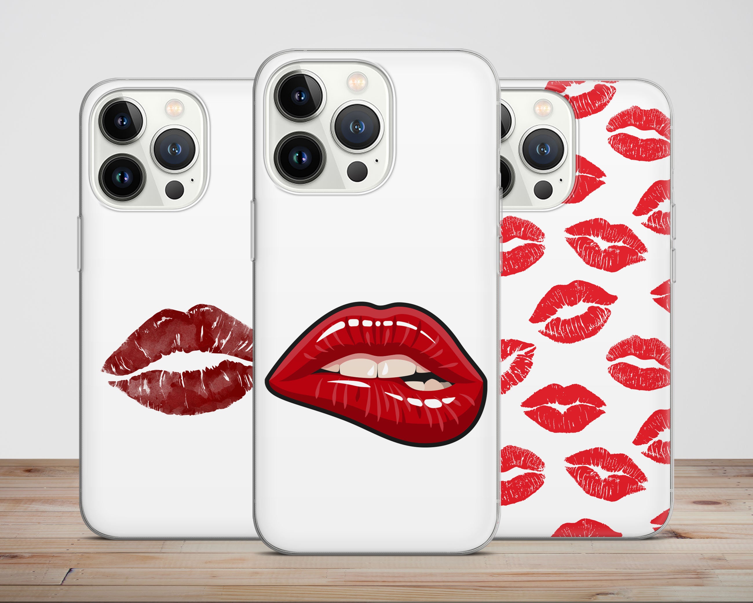 Red Lips Kiss Phone Case for iPhone 14 Pro Max, iPhone 11 12 13 Pro Max  Case iPhone XR, XS Max 7 8 Plus, Samsung S21, S22, Z FLIP 4 