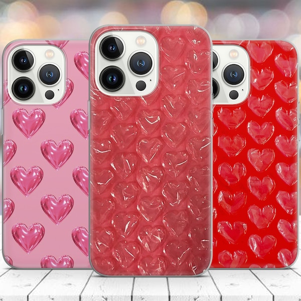 Heart Bubblewrap phone case cover stylish hearts pattern for iPhone 14 13 Pro Max 12 11 X XS 8 7 Samsung S20 FE S21 Ultra A12 Huawei P30